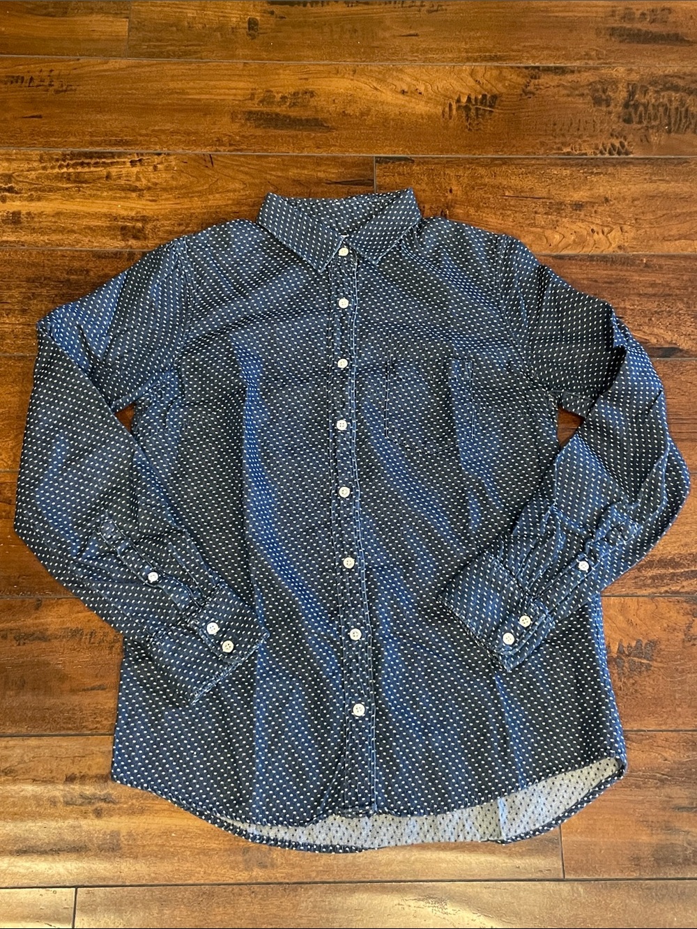 J. Crew Navy and White Button-Down Shirt